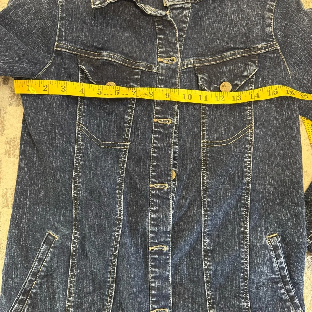LOGO by Lori Goldstein Dark Blue Jean Jacket - Picture 8 of 11